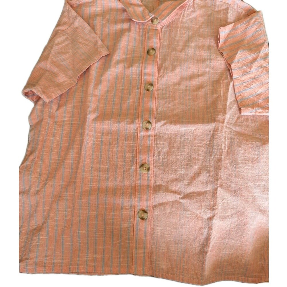 Oneill Blouse Women’s XS Colorful Striped Linen Blend Boxy Loose Shirt Button Up